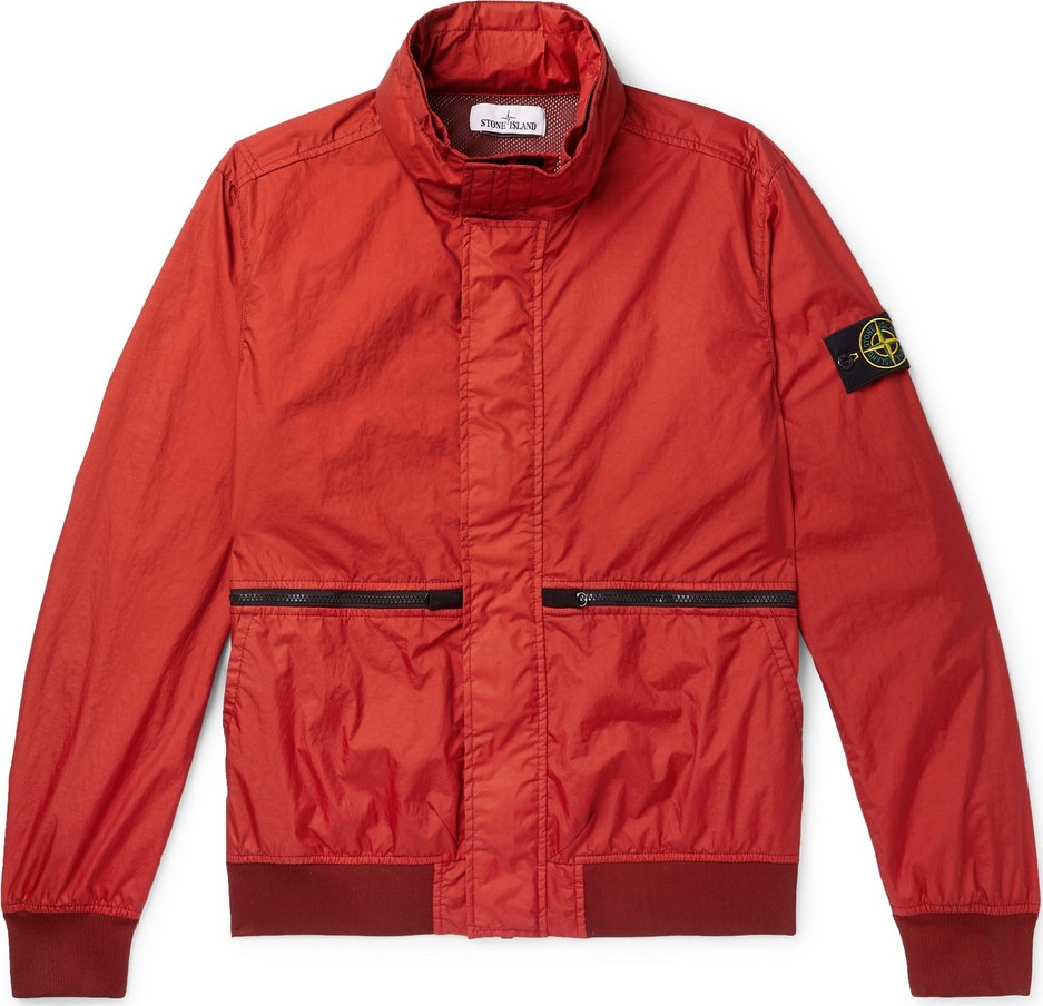 Stone Island Logo-Appliquéd Garment-Dyed Shell Hooded Jacket