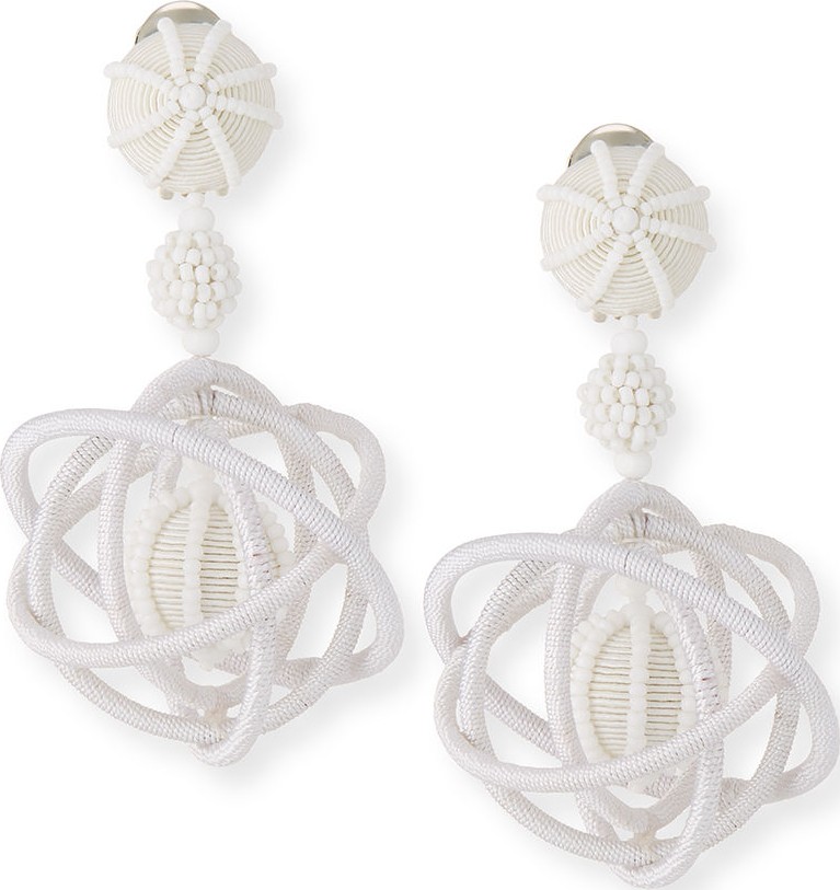 Oscar De La Renta Embroidered Globe Clip-On Earrings