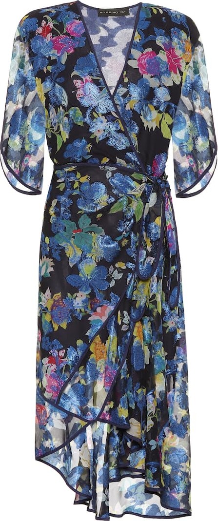 Etro Floral silk-blend midi wrap dress