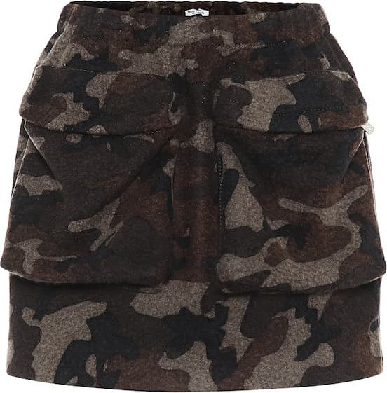 Miu Miu Camo-print wool-blend miniskirt