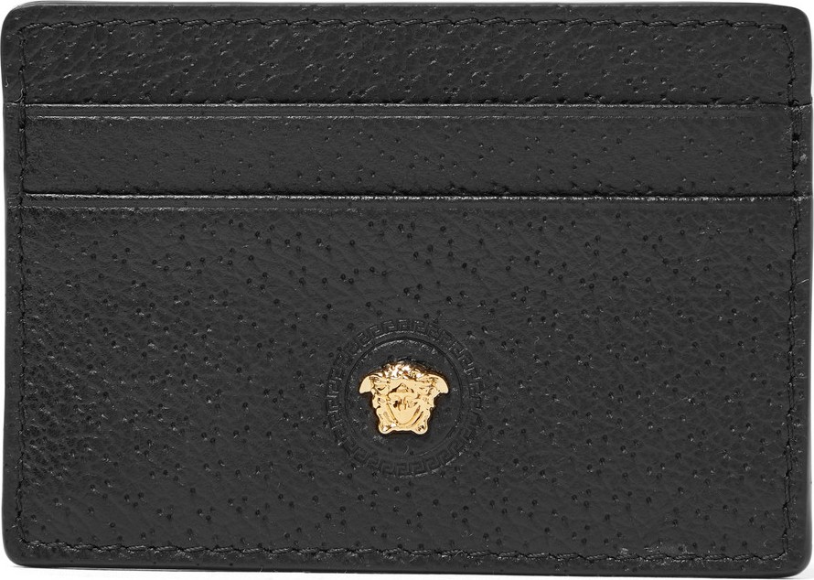 Versace Logo-Appliquéd Textured-Leather Cardholder