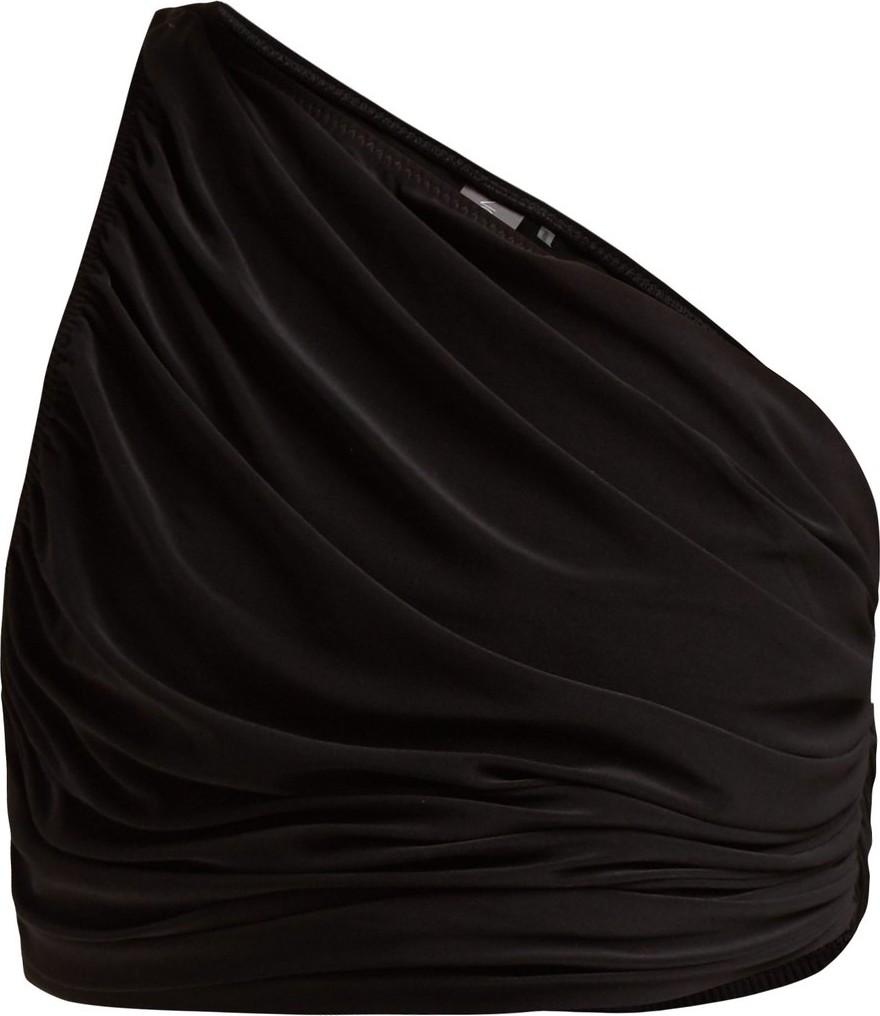 Norma Kamali Diana ruched asymmetric crop top