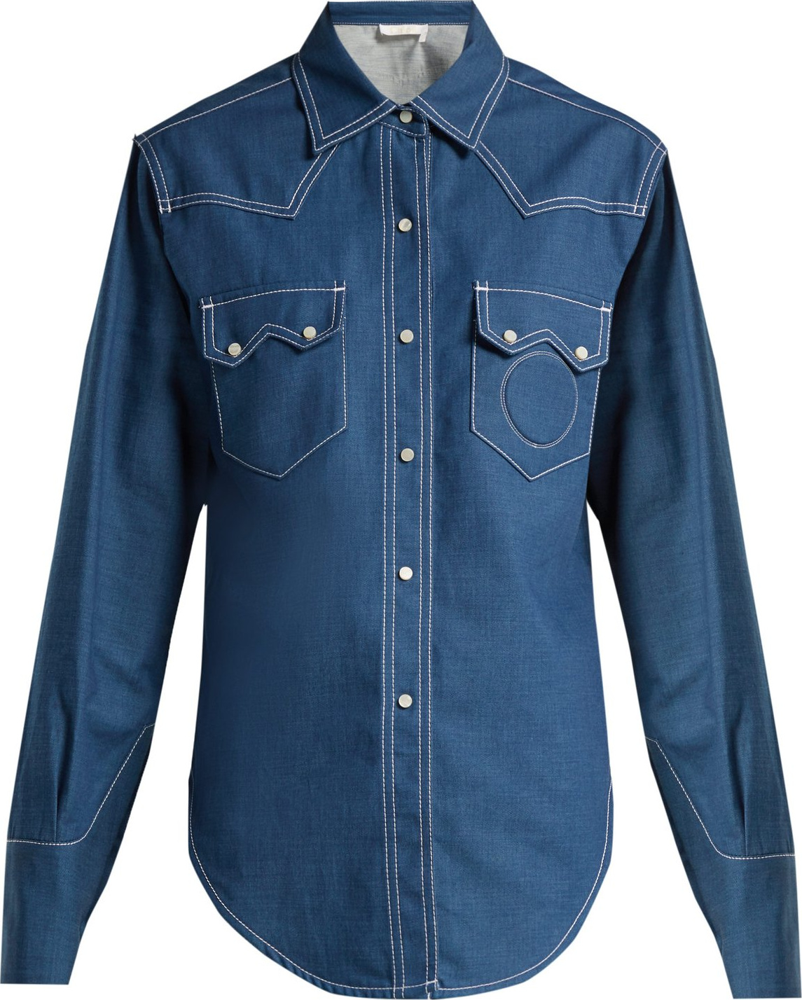 Chloe Contrast-topstitching denim shirt
