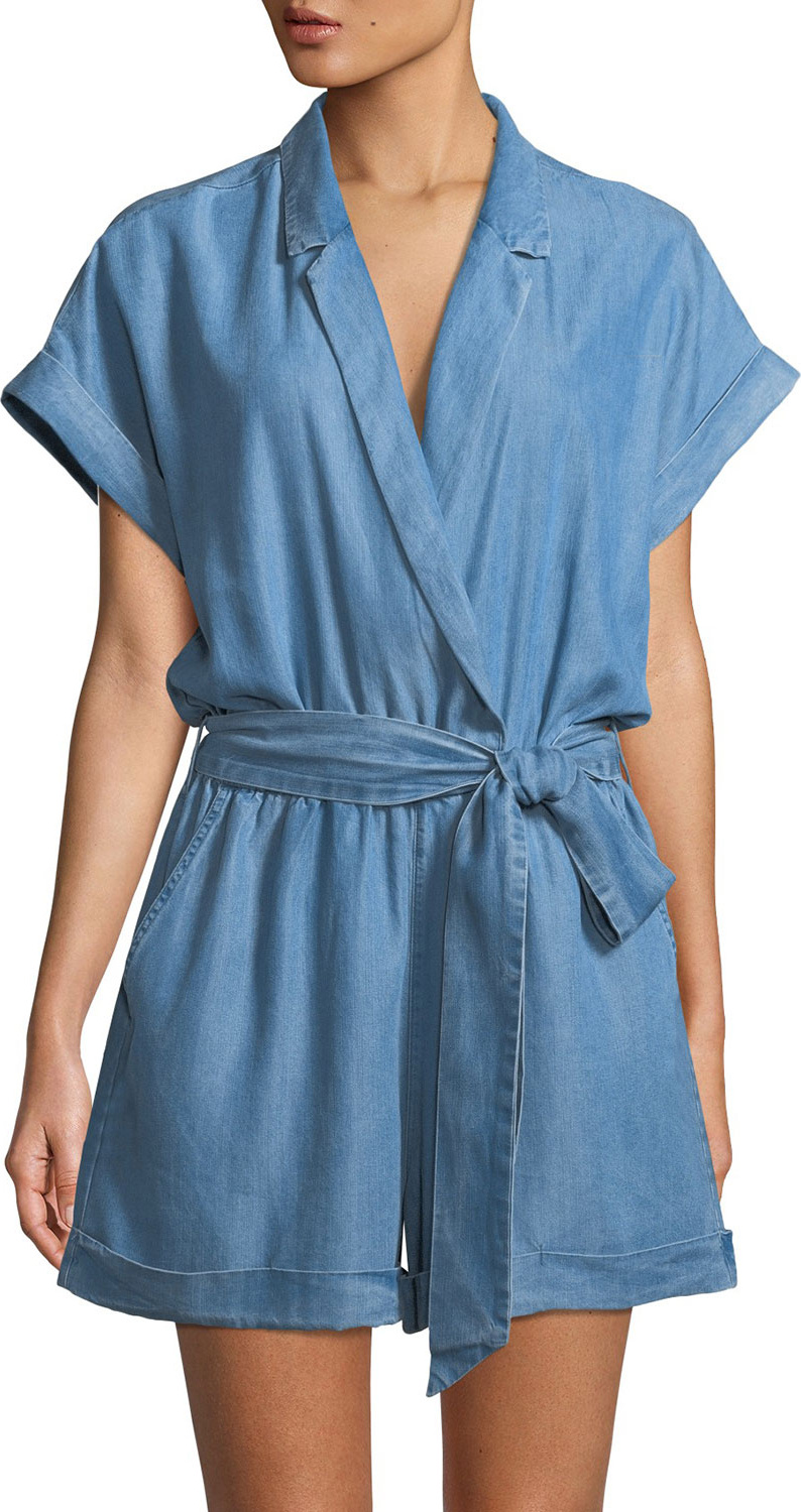 Etienne Marcel Denim Short-Sleeve Romper