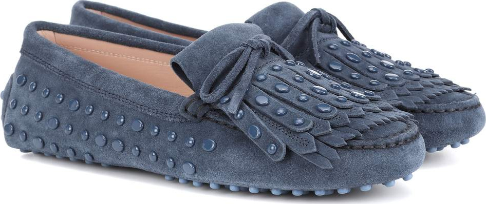 Tod's Gommino studded suede loafers