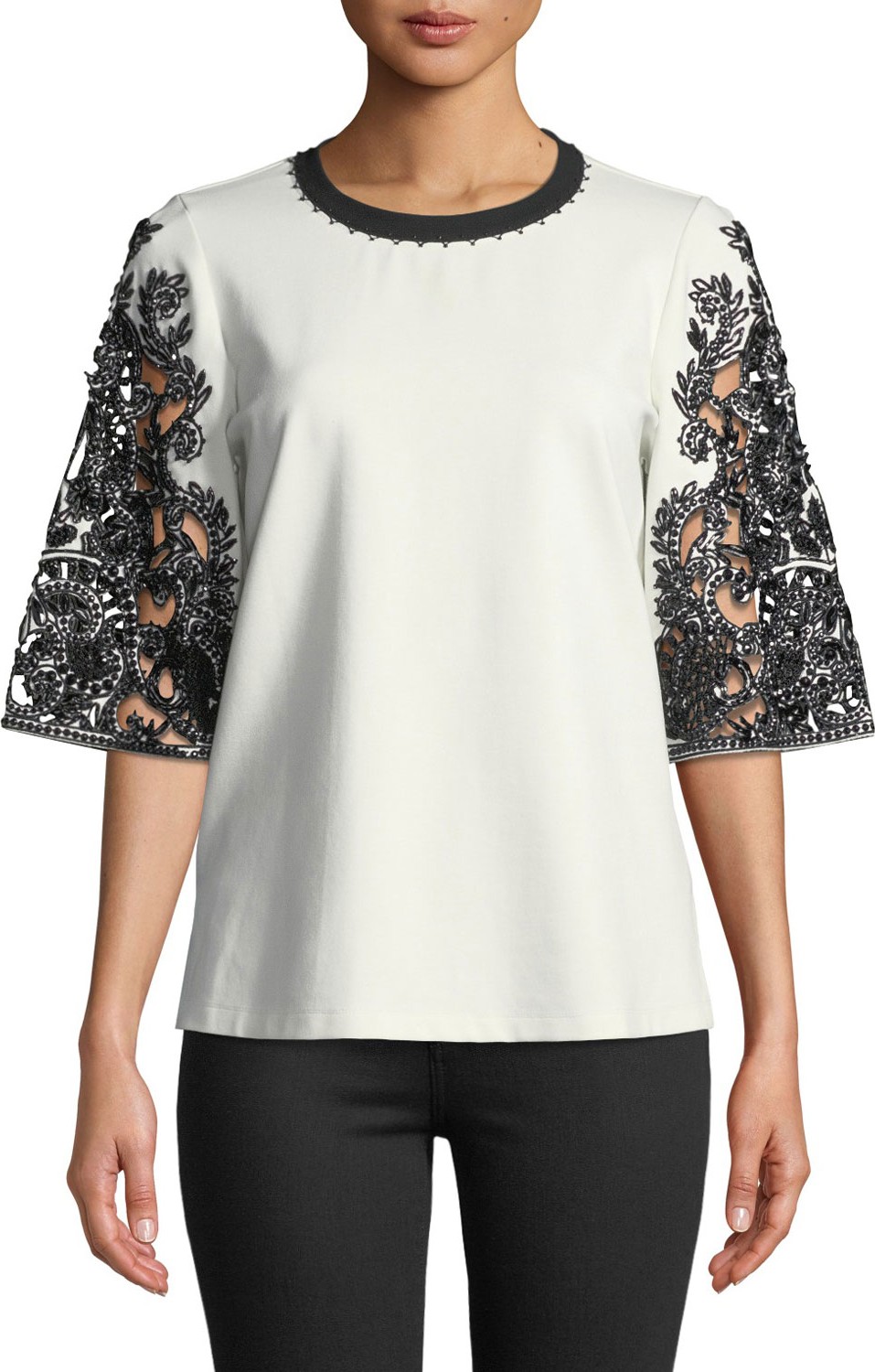 KOBI HALPERIN Dora Lace-Sleeve Blouse