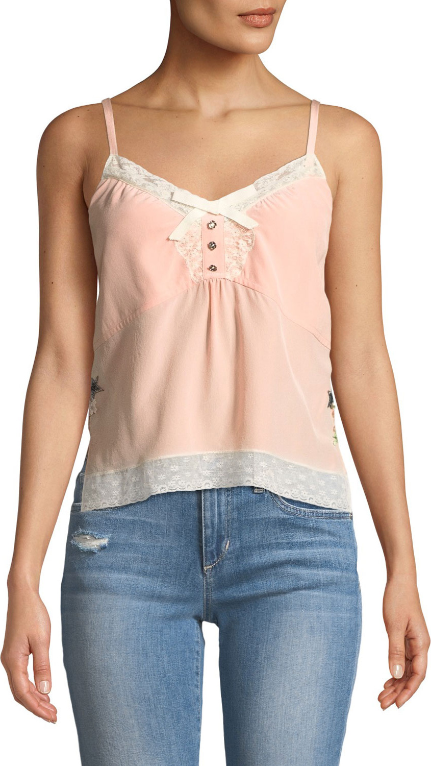 COACH x Selena Gomez Lace-Trim Silk Cami
