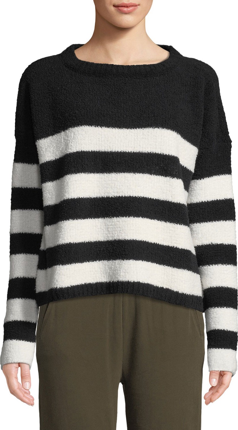 ATM Anthony Thomas Melillo Striped Chenille Boat-Neck Sweater