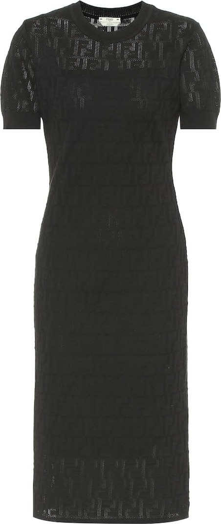 Fendi Cotton-blend knit midi dress