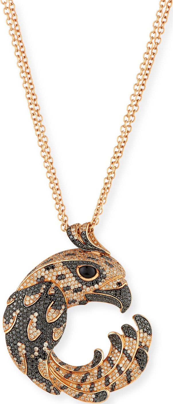 Roberto Coin 18k Cognac Diamond Pave Falcon Pendant Necklace
