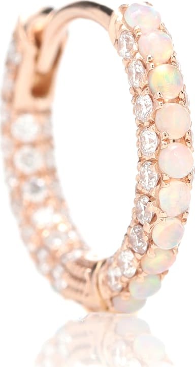 Maria Tash Pave Ring 18kt rose gold opal and diamond earring
