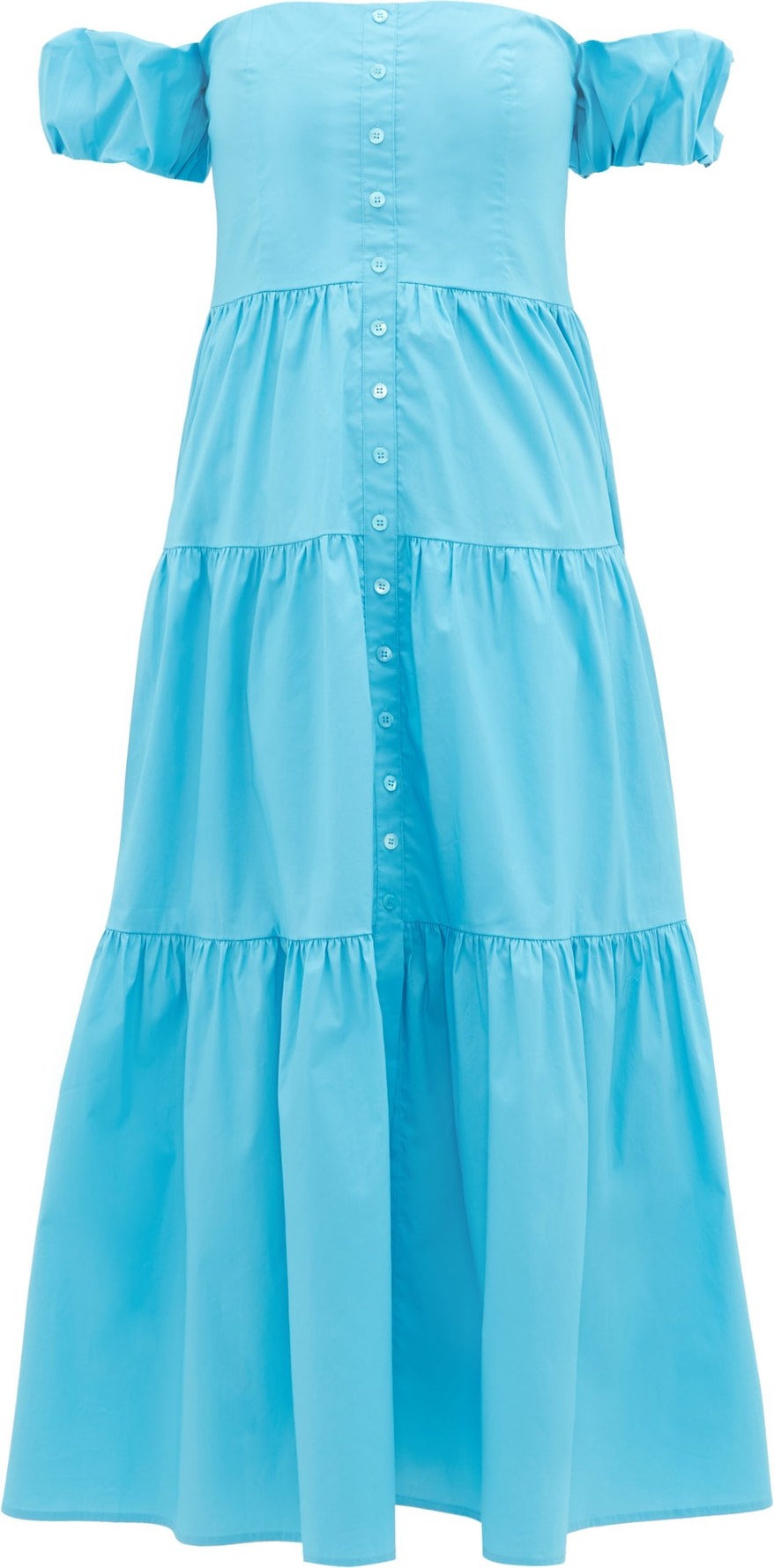 Staud Elio off-the-shoulder tiered cotton dress