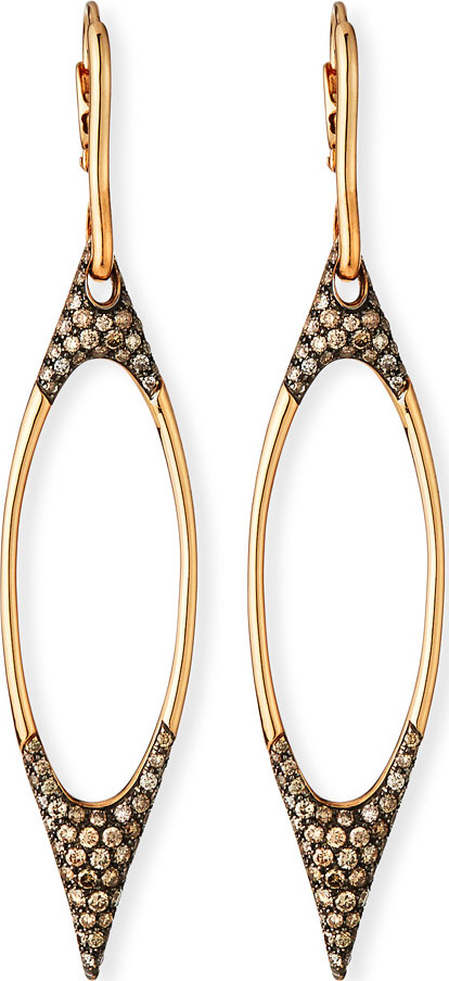Etho Maria 18k Gold & Brown Diamond Oval Dangle Earrings