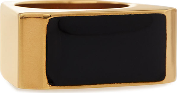 Saint Laurent Black/Golden Colorblock Ring