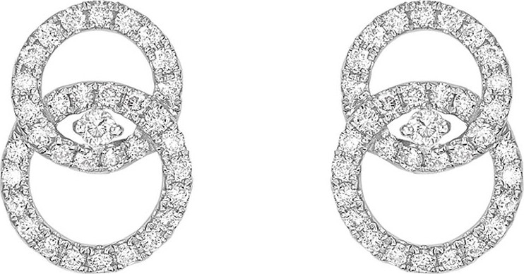 Kiki McDonough 18k White Gold Interlocking Diamond Stud Earrings