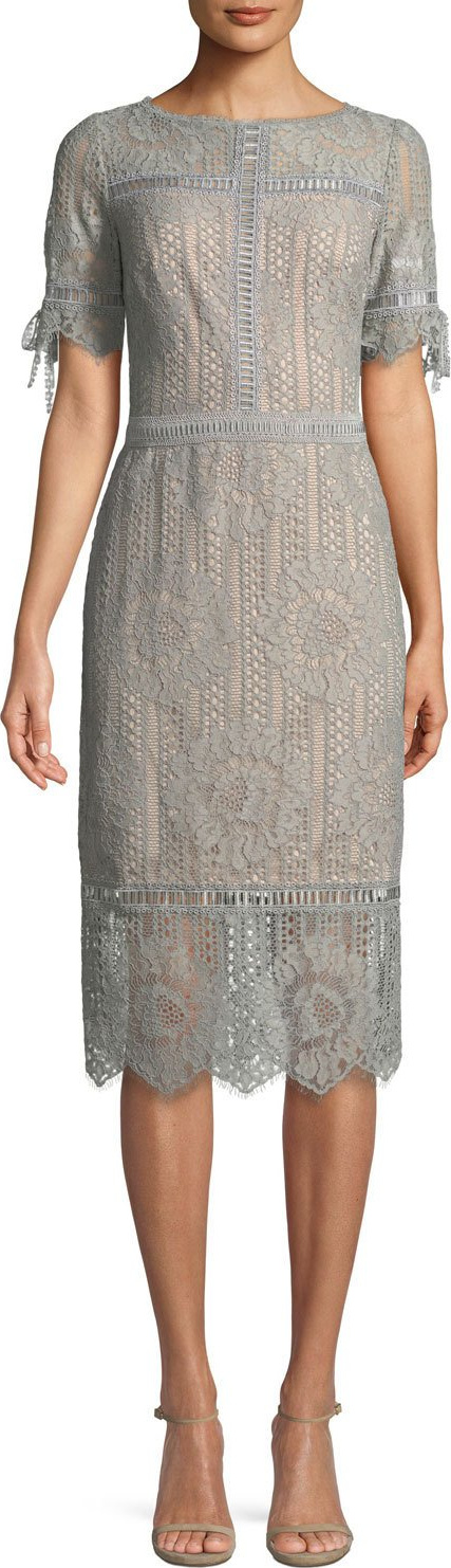Tadashi Shoji Short-Sleeve Lace Sheath Dress