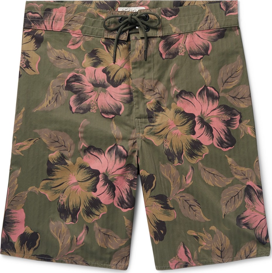 Rrl Long-Length Printed Cotton-Blend Swim Shorts