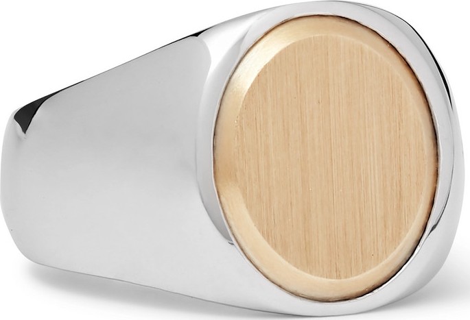 Tom Wood Oval Goldtop Sterling Silver and 9-Karat Gold Ring