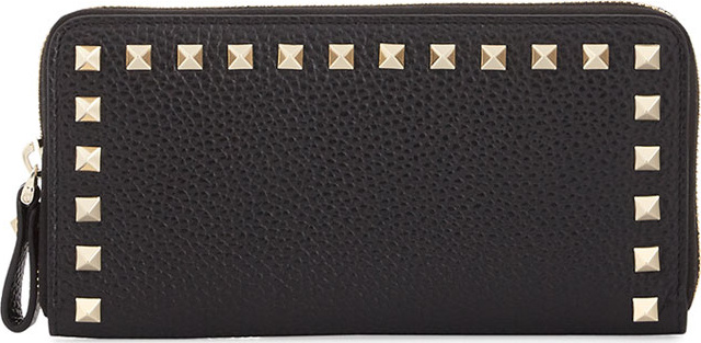 Valentino Rockstud Zip-Around Wallet