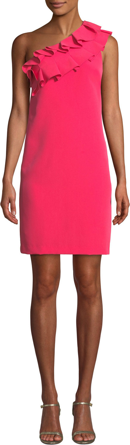 Trina Turk La Cruz Asymmetric One-Shoulder Ruffle Dress
