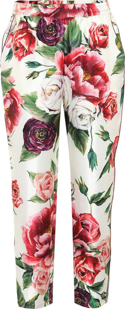 Dolce & Gabbana Floral silk twill pants