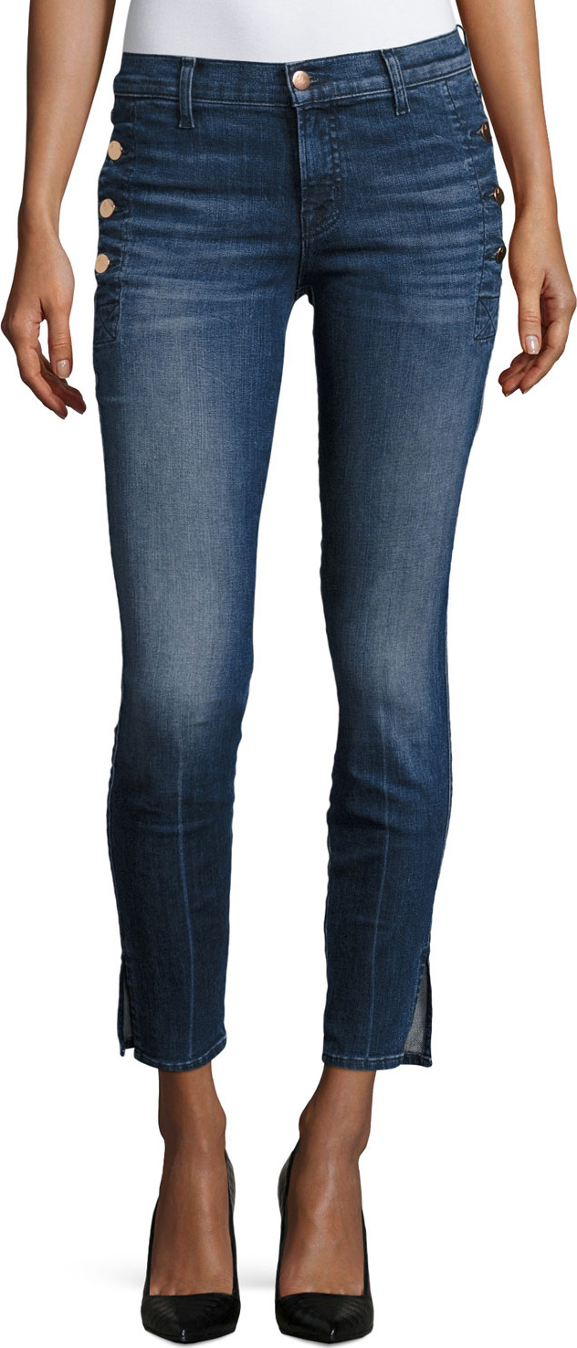 J BRAND Zion Mid-Rise Skinny W/ Button Pockets, Blue