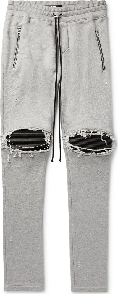 Amiri MX1 Slim-Fit Tapered Panelled Loopback Cotton-Jersey Biker Sweatpants