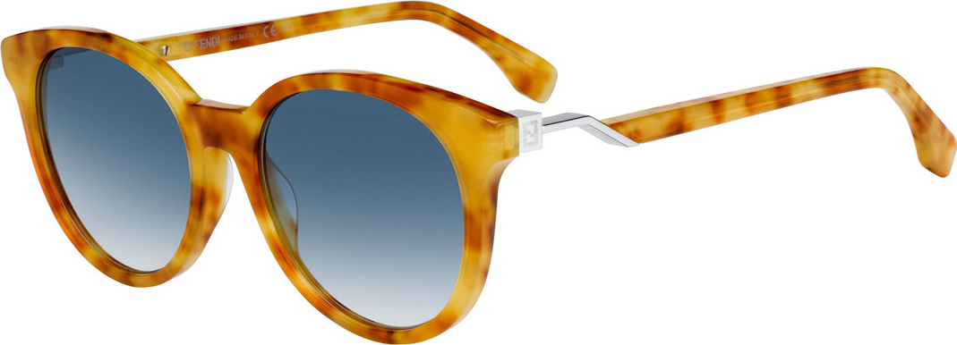 Fendi Round Acetate Sunglasses w/ Metal Logo Temples