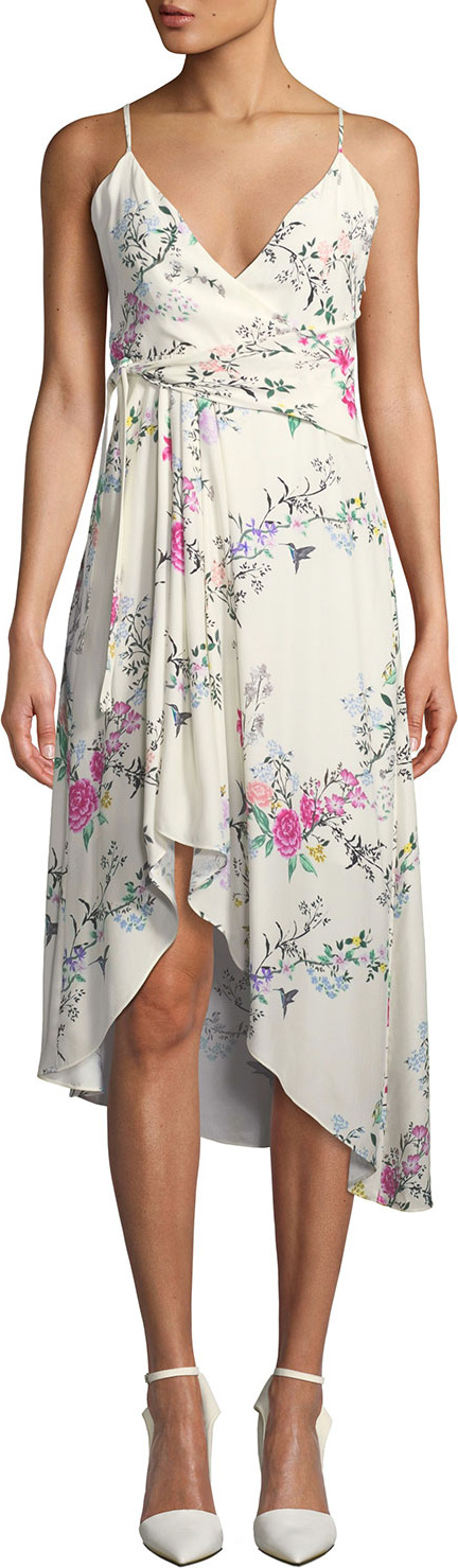 Equipment Estille V-Neck Sleeveless Floral-Print Wrap-Style Dress