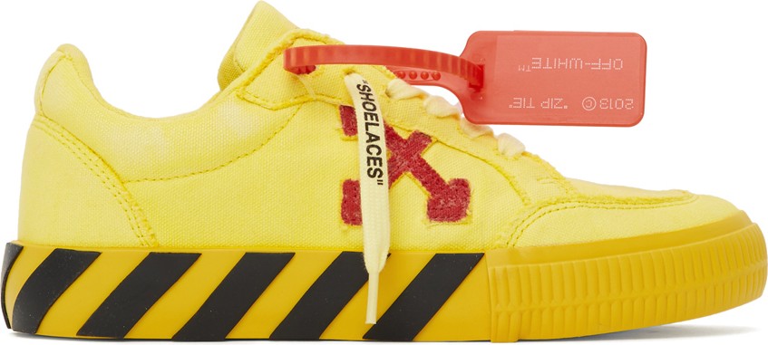 Off White Yellow & Red Low Vulcanized Sneakers