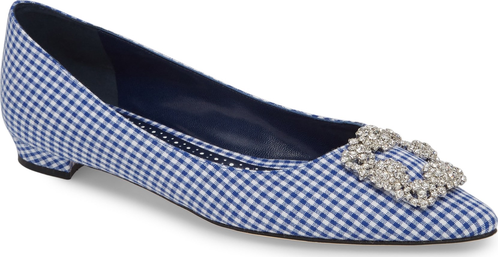 Manolo Blahnik 'Hangisi' Jeweled Pointy Toe Flat