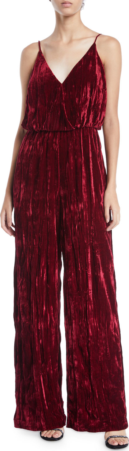 Aidan by Aidan Mattox Sleeveless Crinkle Velvet Jumpsuit
