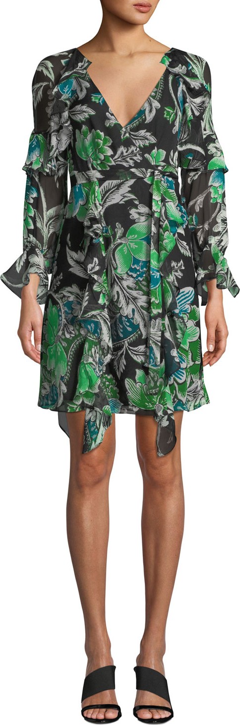 DIANE von FURSTENBERG Marianna Floral-Print Silk Ruffle Wrap Dress