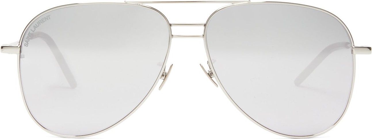 Saint Laurent Triple-bridge metal aviator sunglasses