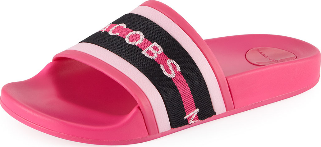 MARC JACOBS Cooper Webbing Aqua Pool Slide Sandals