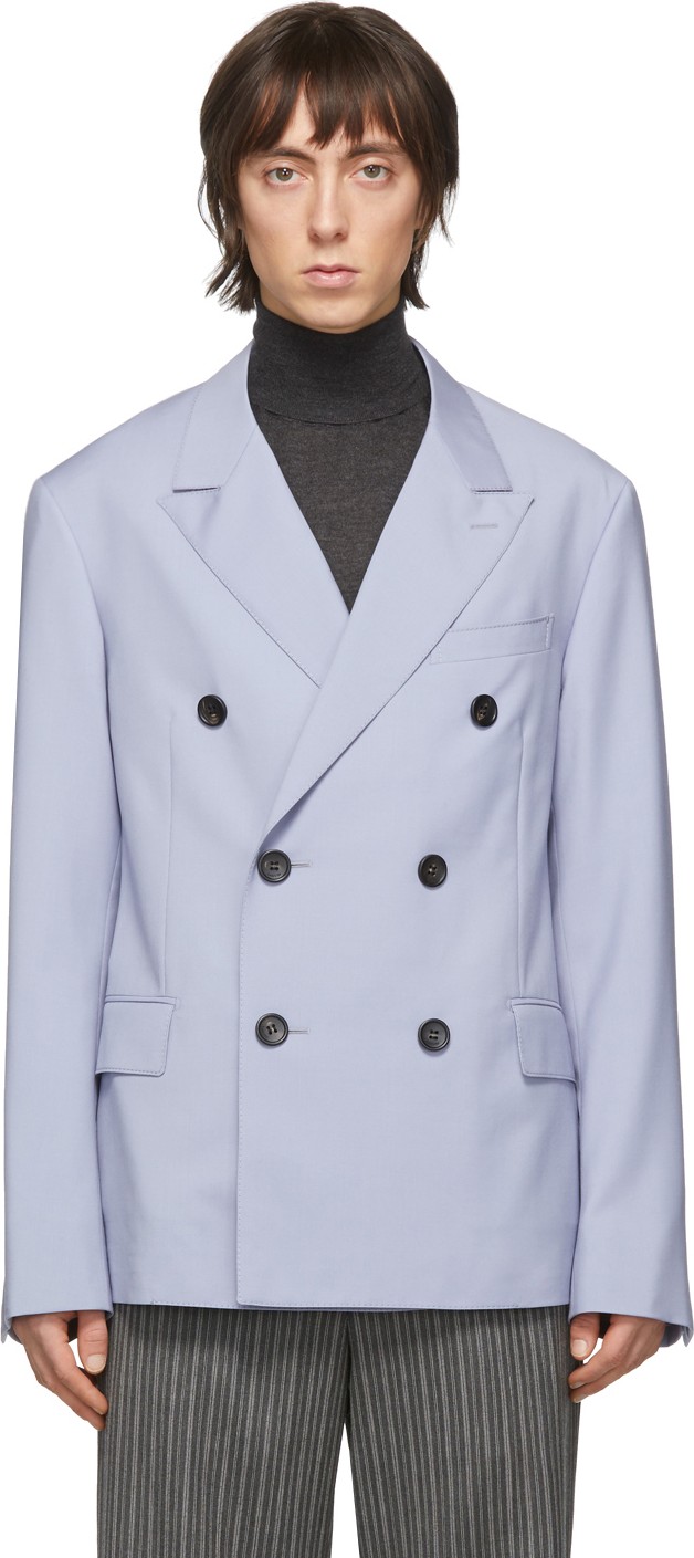 Lanvin Blue Wool Mohair Double-Breasted Blazer