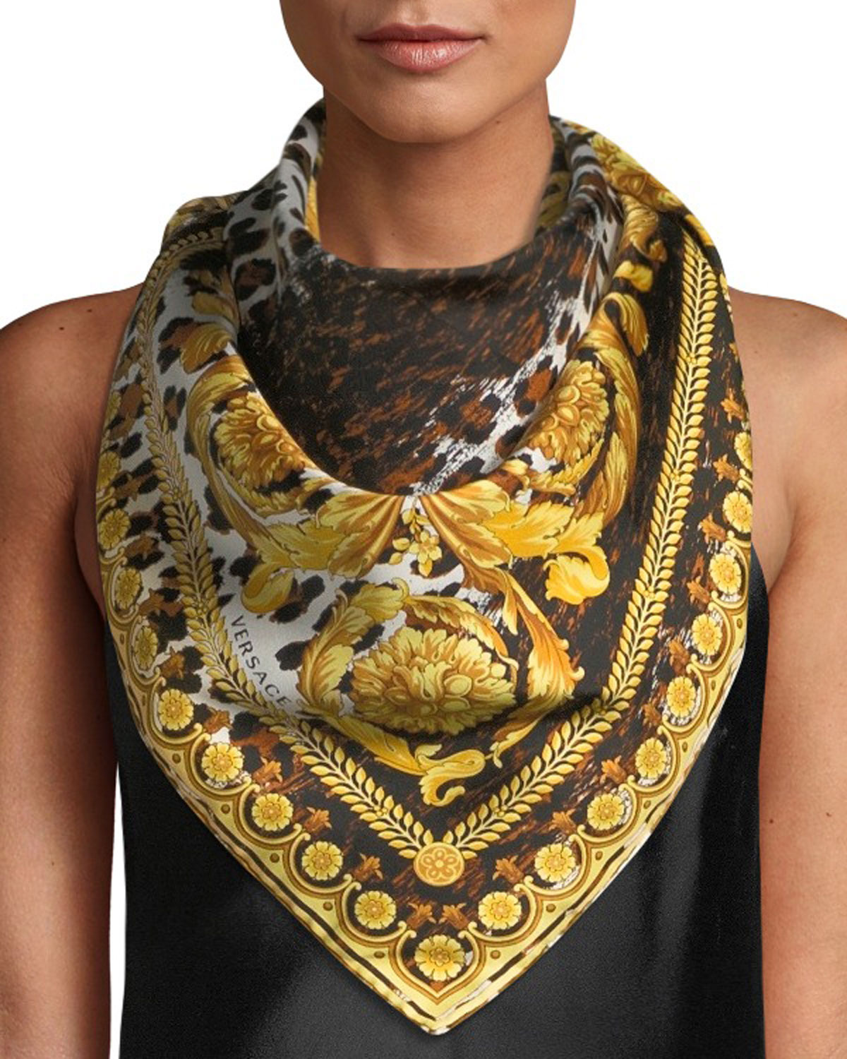 Versace Collection Wild Baroque Silk Scarf