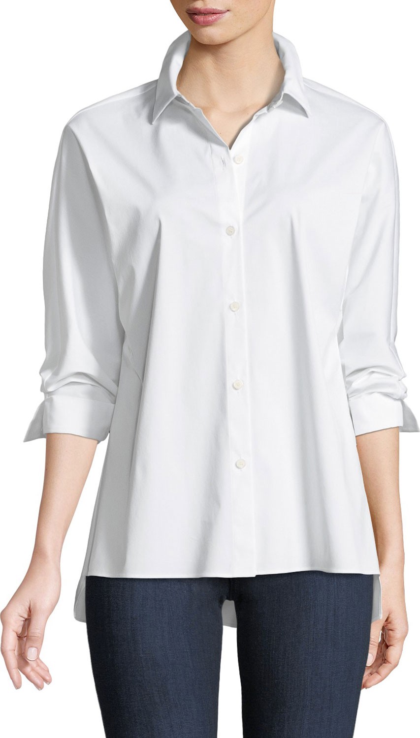 Lafayette 148 New York Felicity Italian Stretch-Cotton Blouse