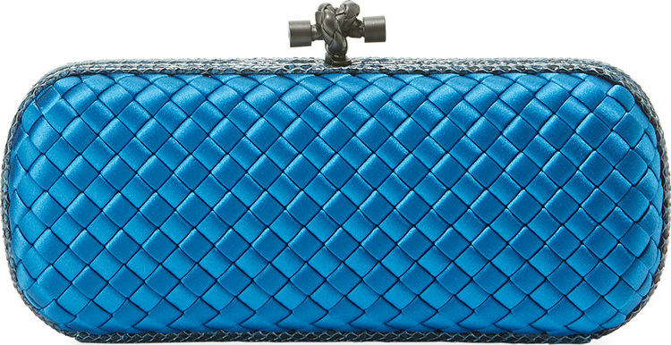 Bottega Veneta Knot Satin Elongated Minaudiere Clutch Bag
