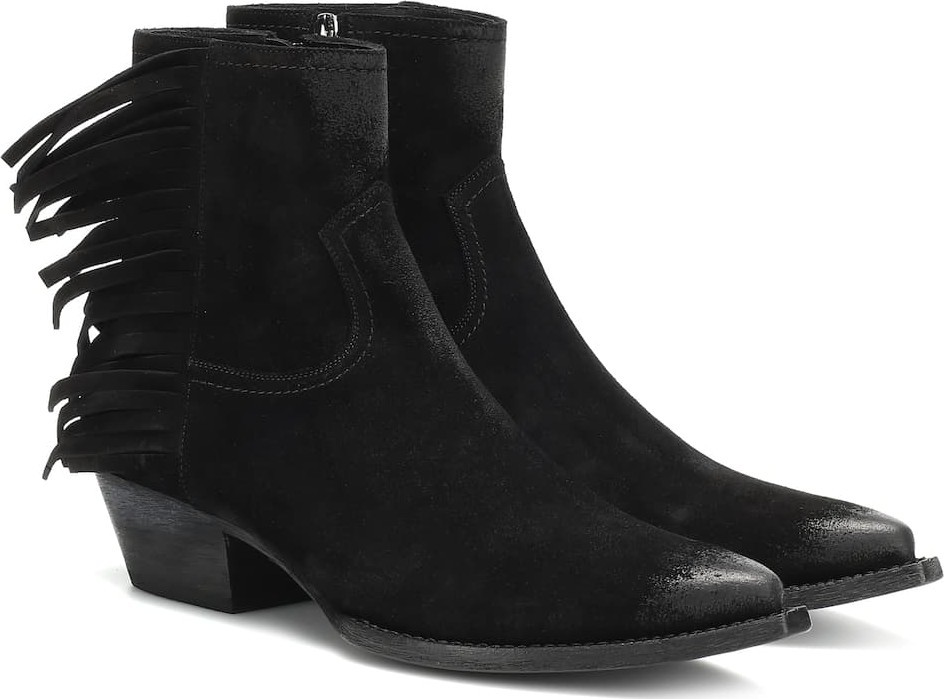 Saint Laurent Lukas fringed suede ankle boots