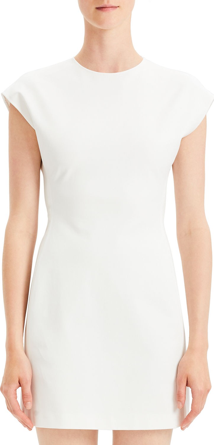 Theory Structured Double-Stretch Fitted Short-Sleeve Dress