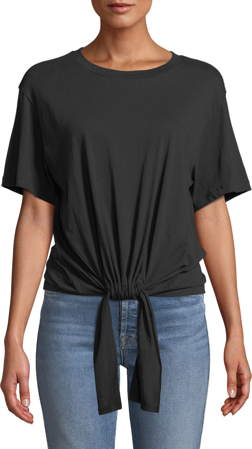 7 For All Mankind Tunnel-Front Crewneck Cotton Tee