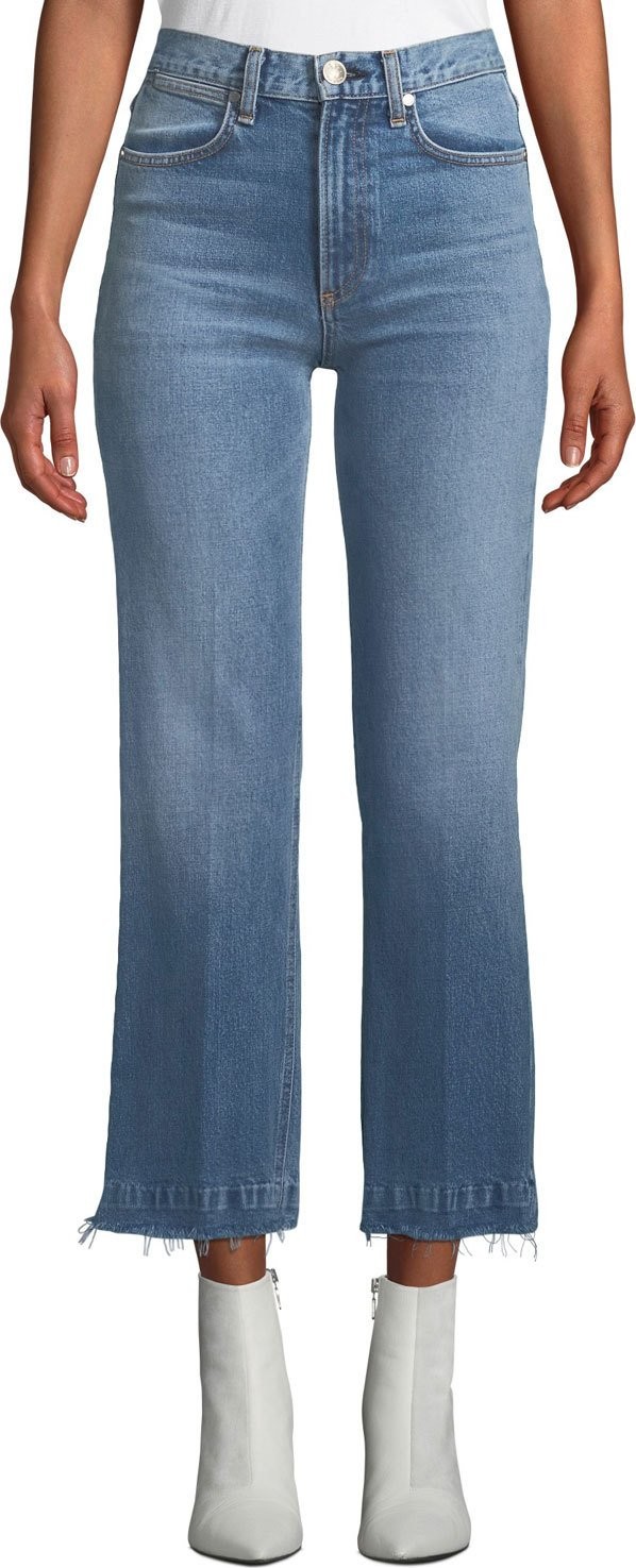 Rag & Bone Justine Cropped Frayed Wide-Leg Jeans