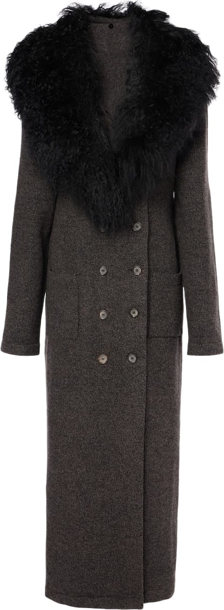 Magda Butrym - Shearling-trimmed cashmere coat