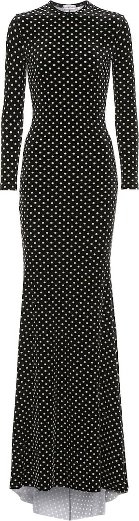 Balenciaga Polka-dot velvet maxi dress