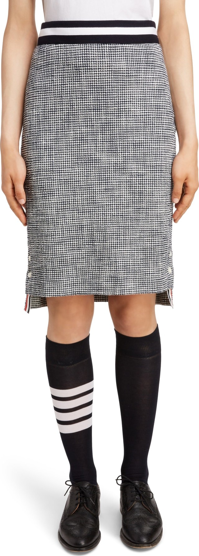 Thom Browne Stripe Tweed Pencil Skirt