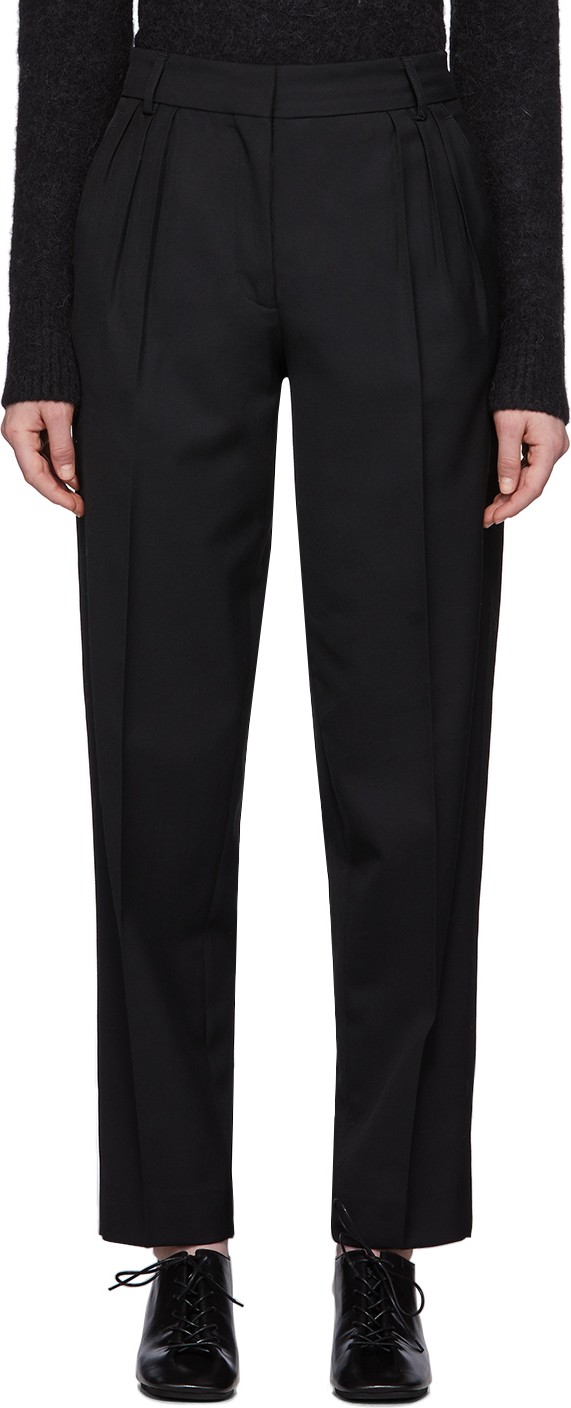 Acne Studios Black Summer Wool Pleated Trousers