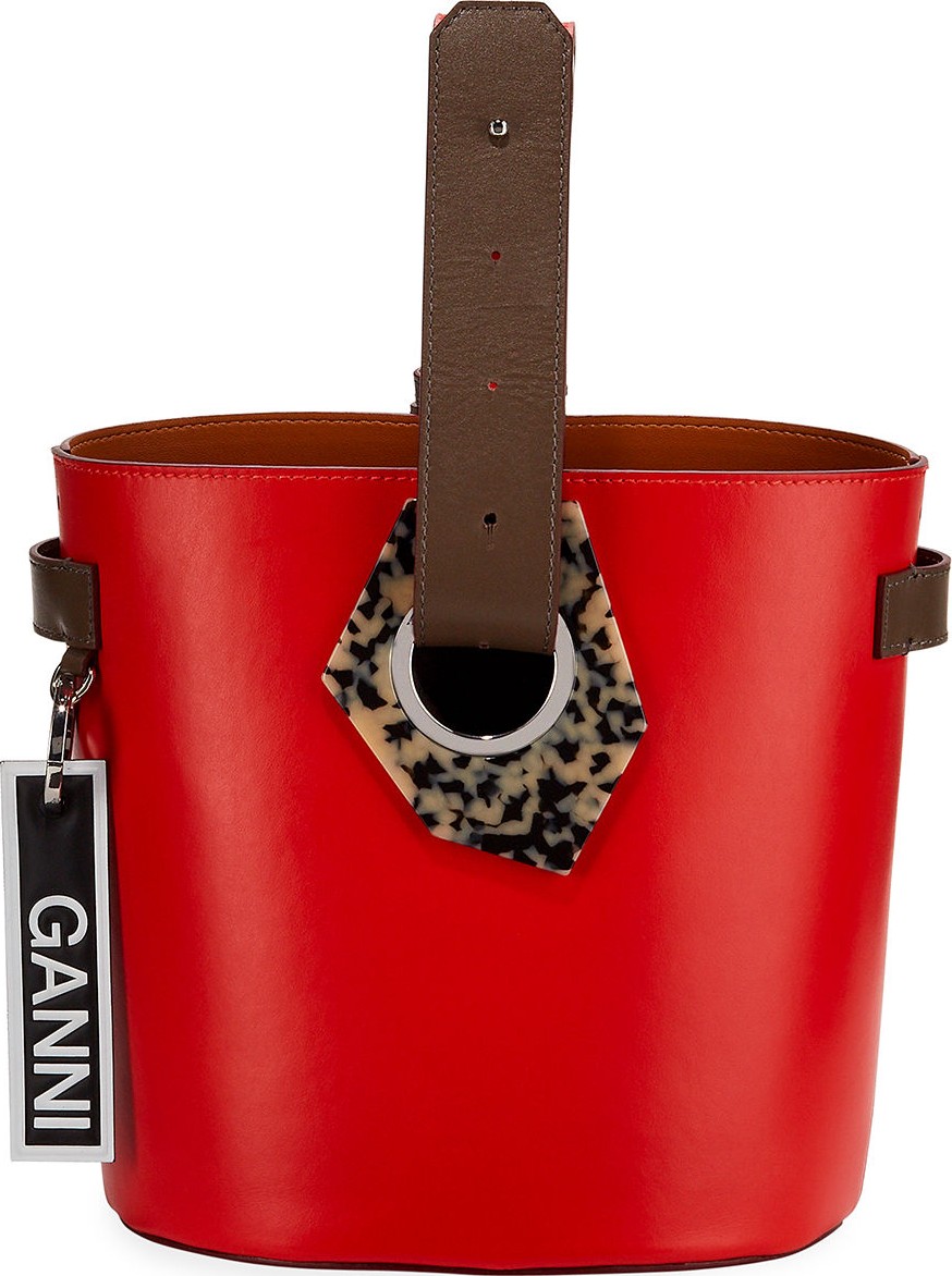 Ganni Leather Open Bucket Bag