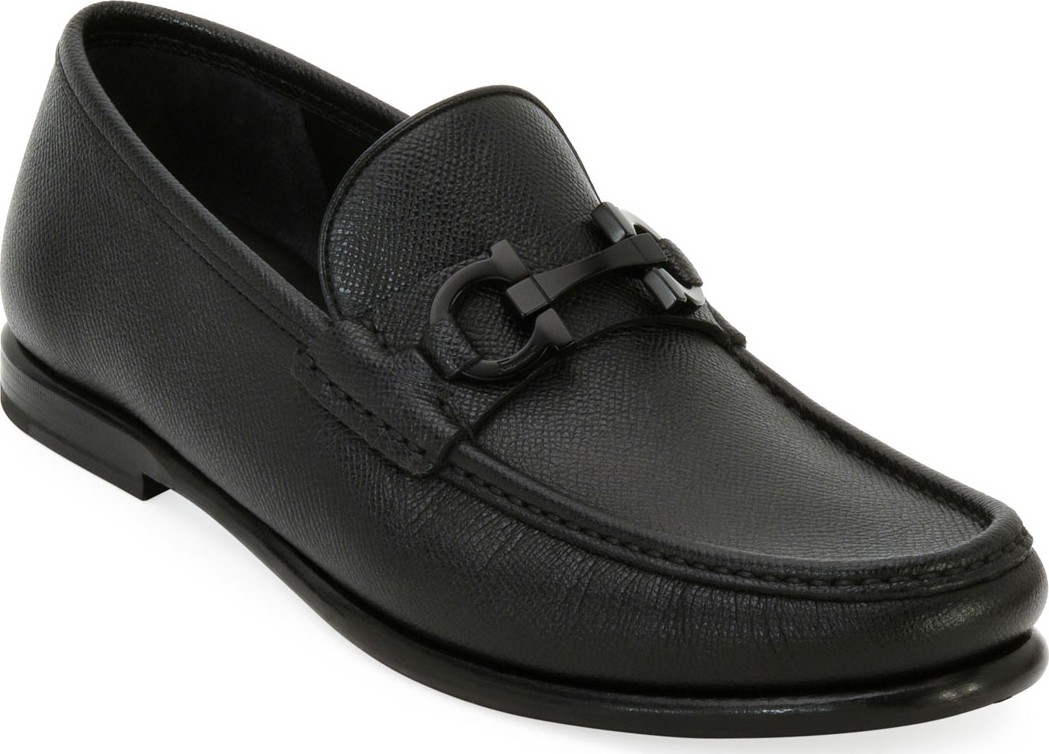 Salvatore Ferragamo Men's Textured Leather Gancini Moccasin Loafer