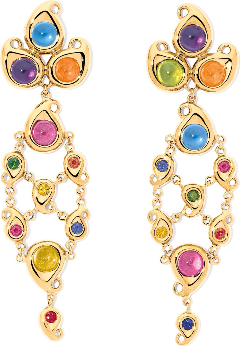 Tamara Comolli Paisley Multicolor Cabochon Drop Earrings